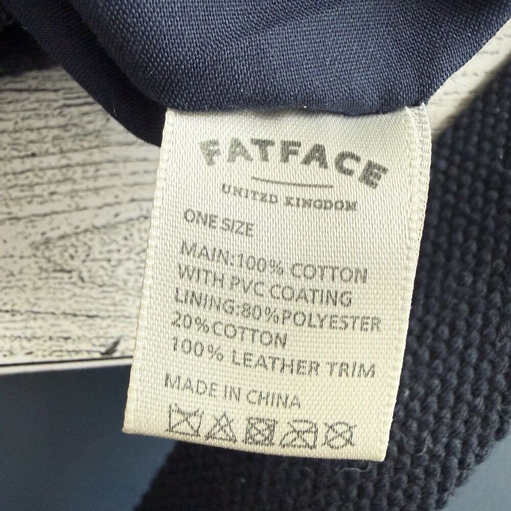 Fat Face British Canvas Crossbody Bag Blue Tan Print Medium Cotton PVC Coating - Picture 10 of 10
